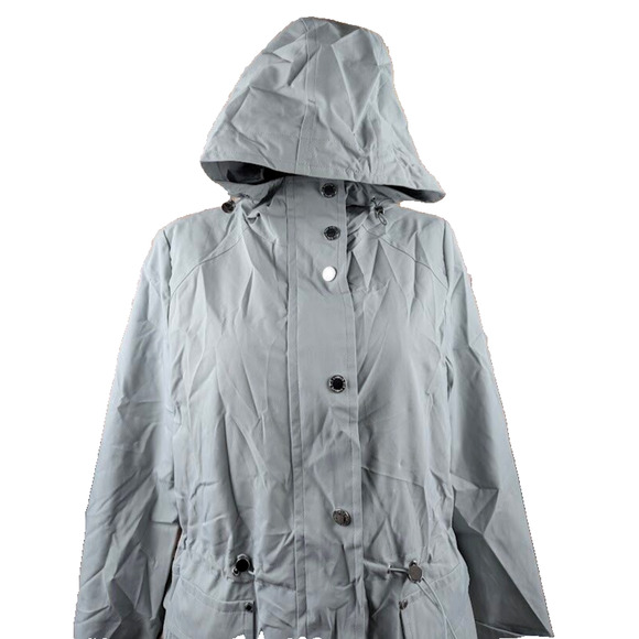 London Fog Women's Water-Resistant Hooded Anorak Coat Size M Blue Gray - Picture 4 of 6
